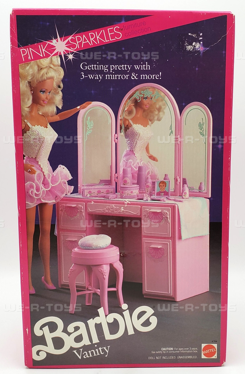 Barbie Pink Sparkles Furniture Collection Vanity Set 1991 Mattel