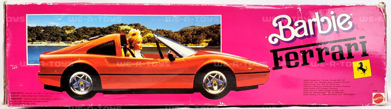Barbie Ferrari Red Convertible Car Multilingual Box 1990 Mattel