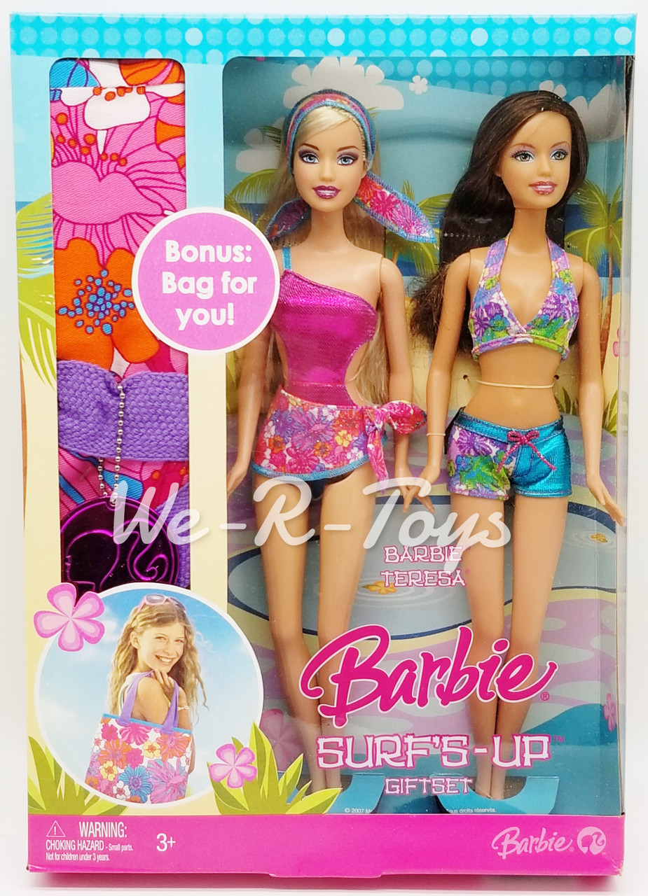 Barbie Surf's Up Gift Set w/ Barbie & Teresa Bonus Bag for You 2007 Mattel  M8588