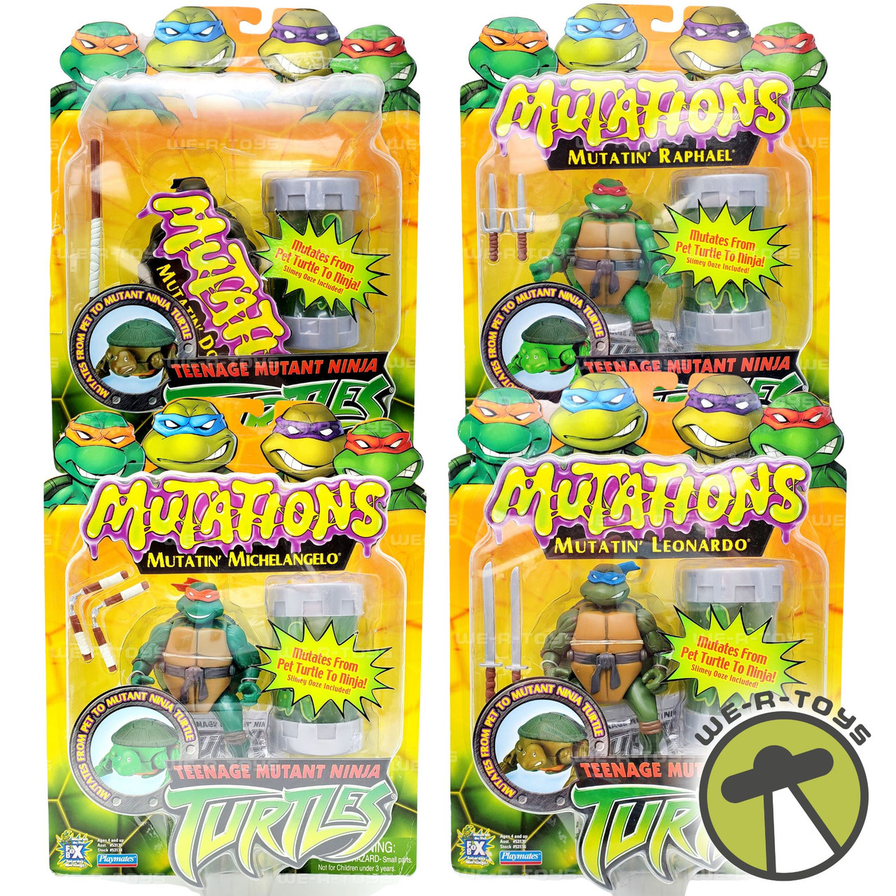 【MOC】TMNT Mutatin' Shmutatin' 4-pack Set Complete Set of 4 TMNT Mutations Series Figure 2003 Playmates NRFP