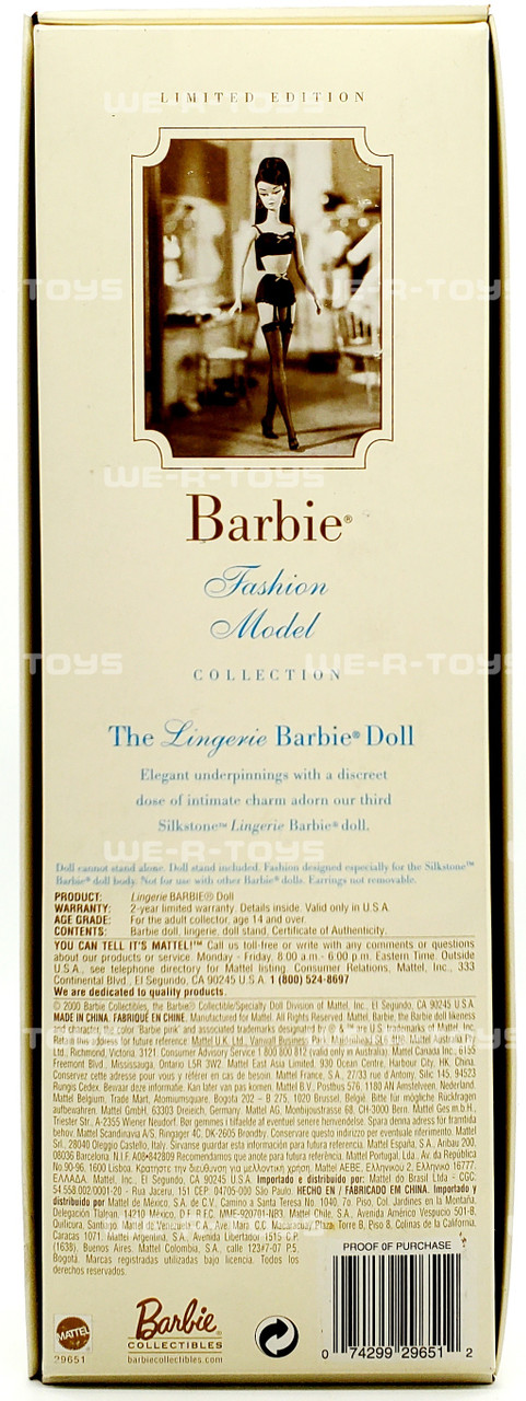 Mattel Barbie boxed doll Silkstone collectors doll ; From a fine private  collection. Silkstone Fashion Model , Lingerie Barbie doll, new boxed and  unused beautiful doll. exactly as sold from this very