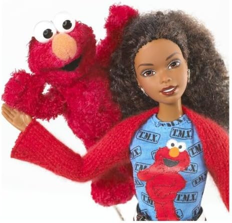 Barbie Sesame Street TMX Elmo & African American Doll with Gift