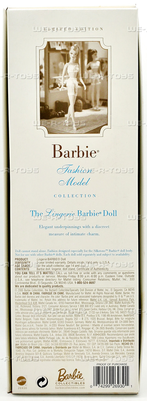 Barbie Fashion Model Collection The Lingerie 1 Silkstone Doll 2000
