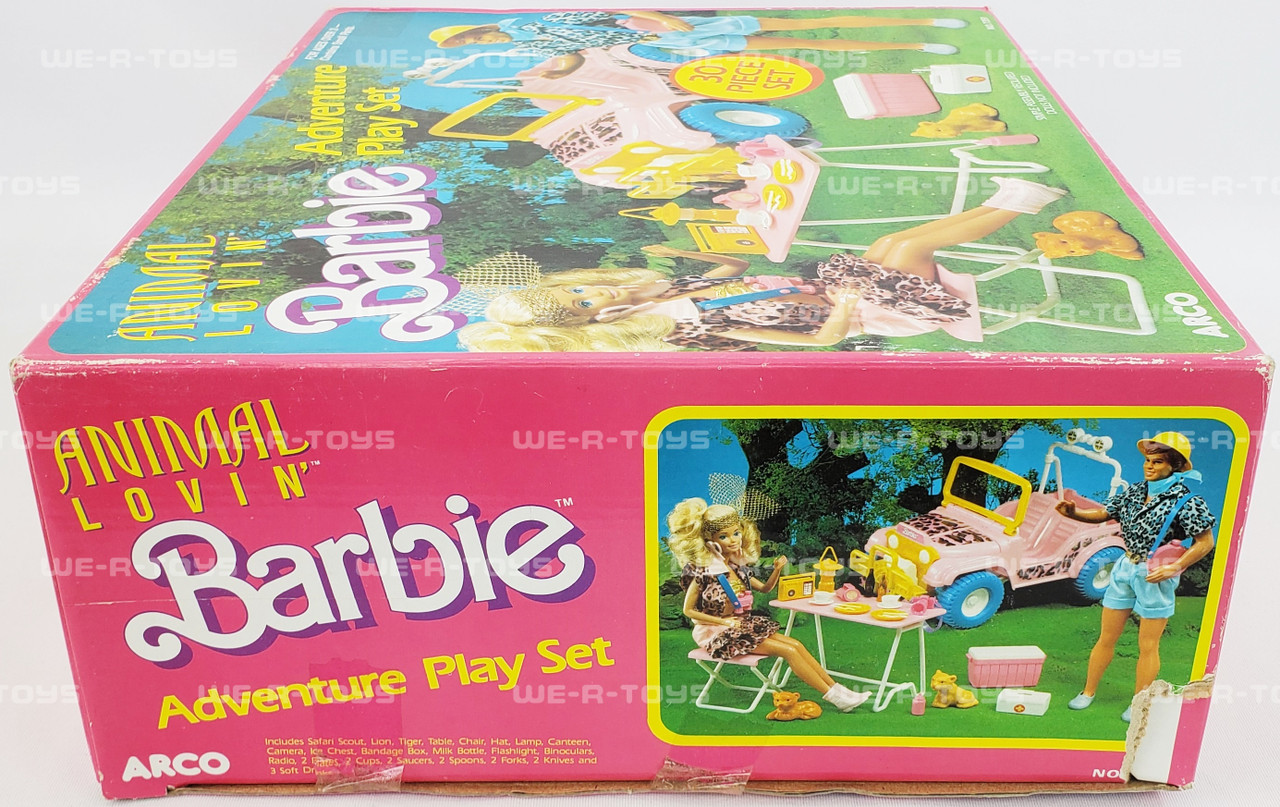 Barbie Animal Lovin' Adventure Play Set w/ Lion & Tiger Cubs 1988 Arco 7351  NRFB