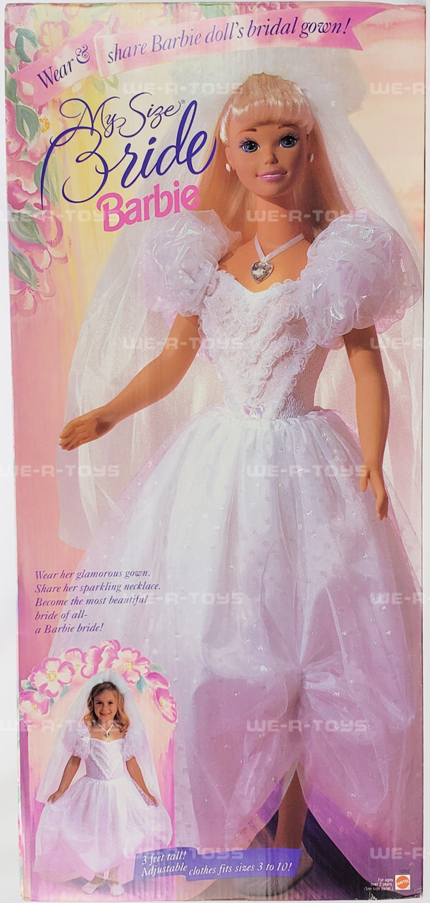 Barbie My Size Wear Share Barbie 3' Doll Bridal Gown 1994