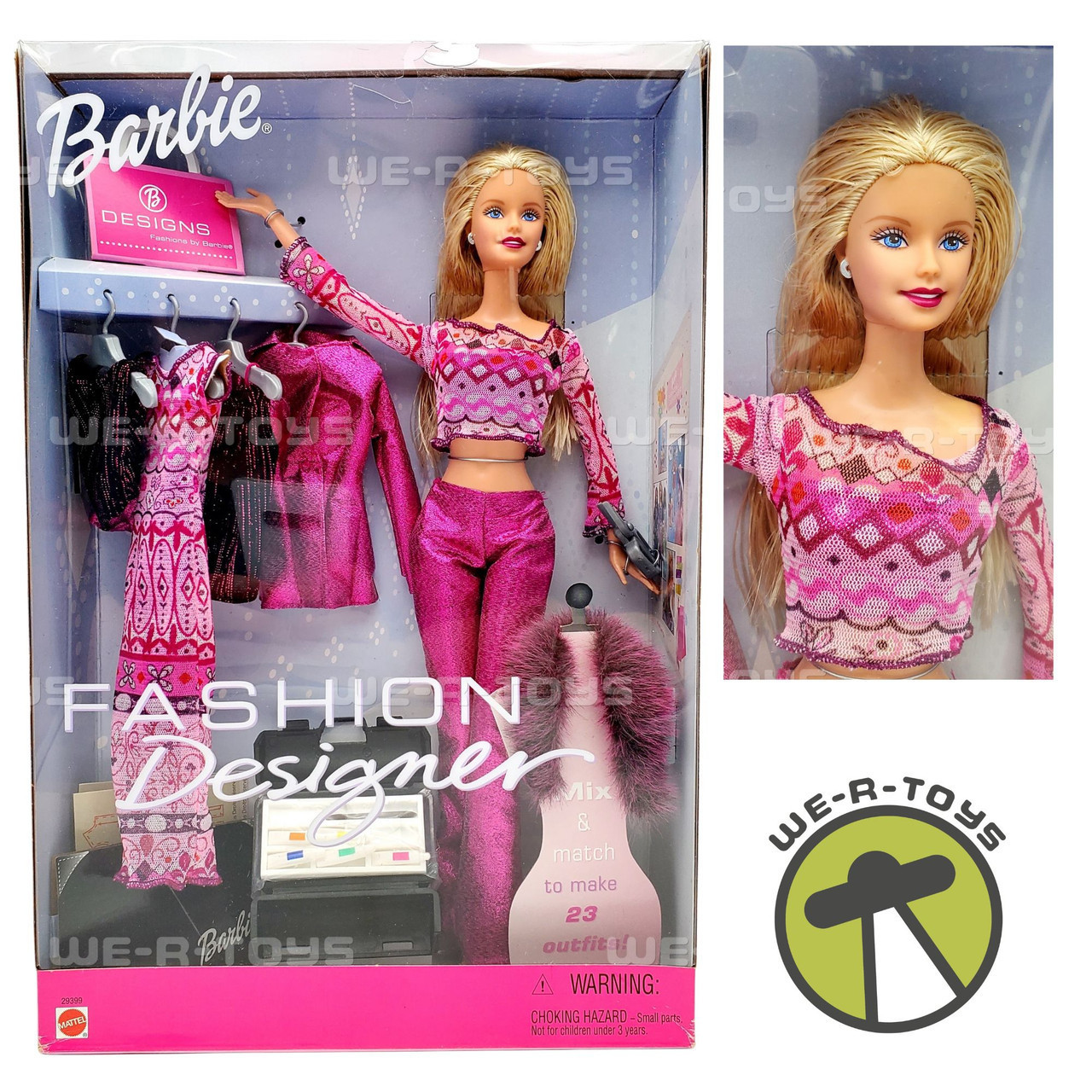 Barbie Fashion Designer Doll Mix & Match 23 Outfits 2000 Mattel 29399 NRFB