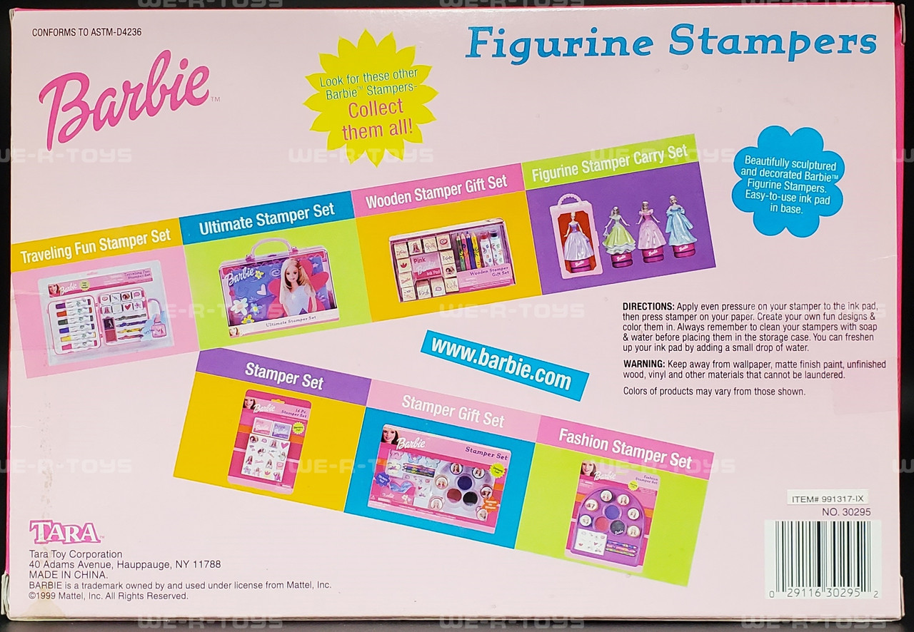 Barbie Figurine Stampers Set of 6 with Ink Pad in Base 1999 Tara Toy Corp  NRFB