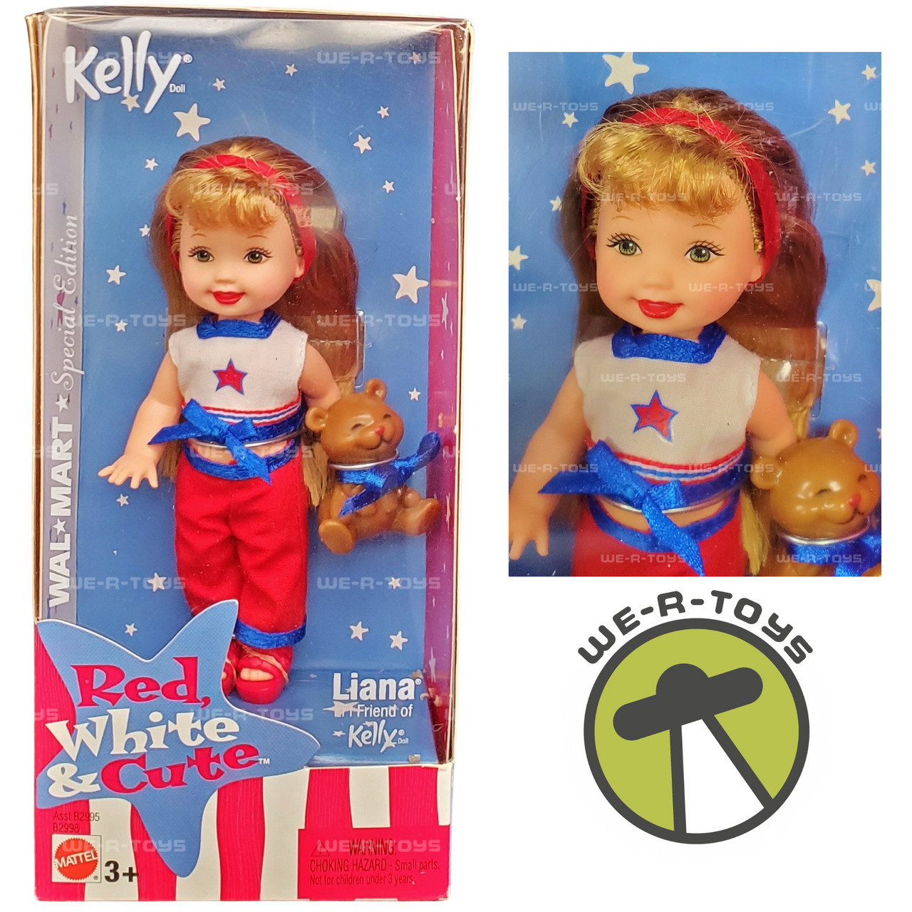 Barbie Kelly Doll Red, White & Cute Liana Friend of Kelly 2003 Mattel B2996  NRFB