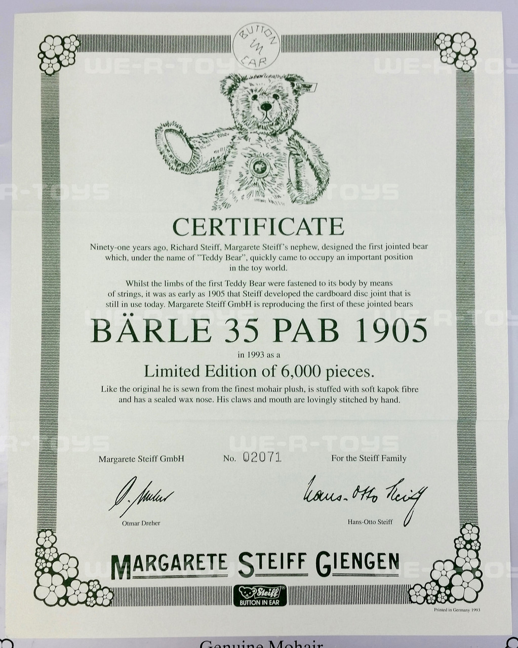 Steiff Teddy Bear Barle 35 PAB 1905 Replica 20