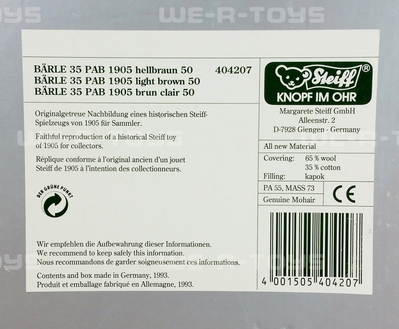 Steiff Teddy Bear Barle 35 PAB 1905 Replica 20