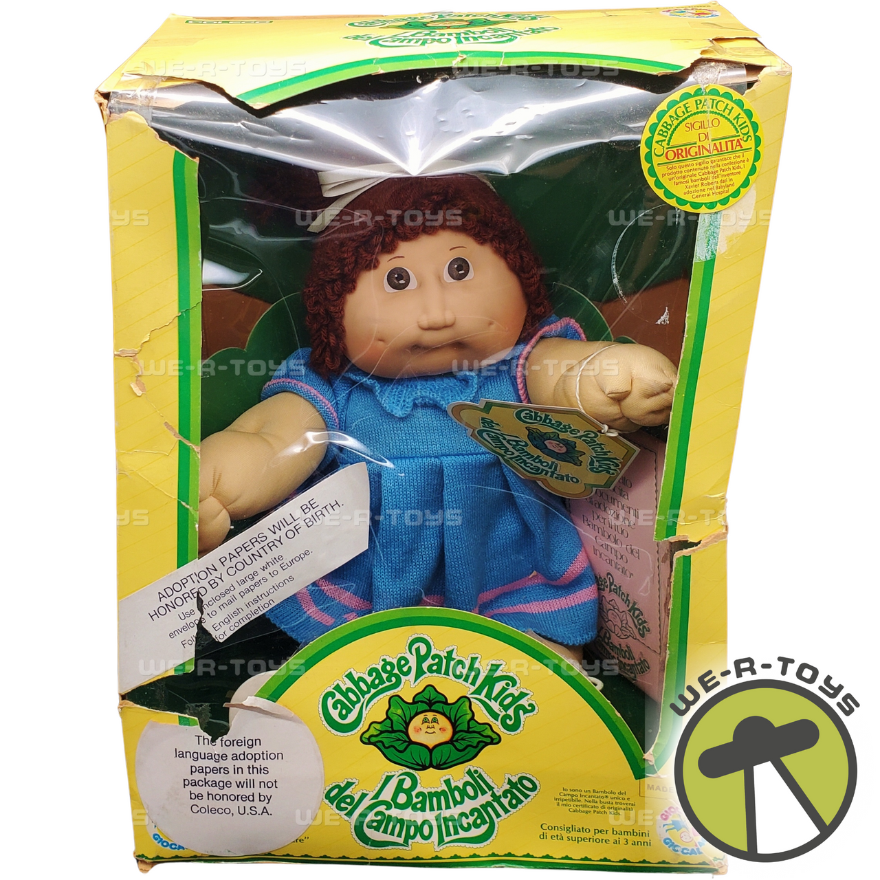 Cabbage Patch Kids 1984 Italian Edition Girl Brown Hair Brown Eyes