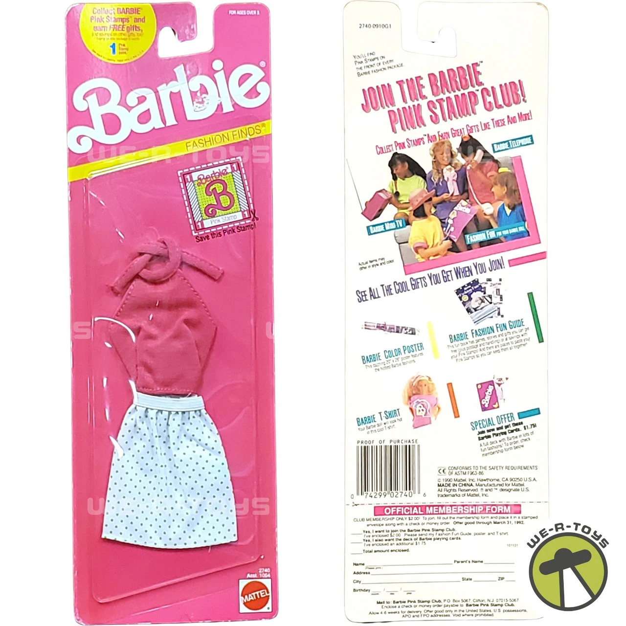 Ensemble Vêtement Vintage Barbie 1989 - Haut Et Jupe Fashion Find Collection #2741