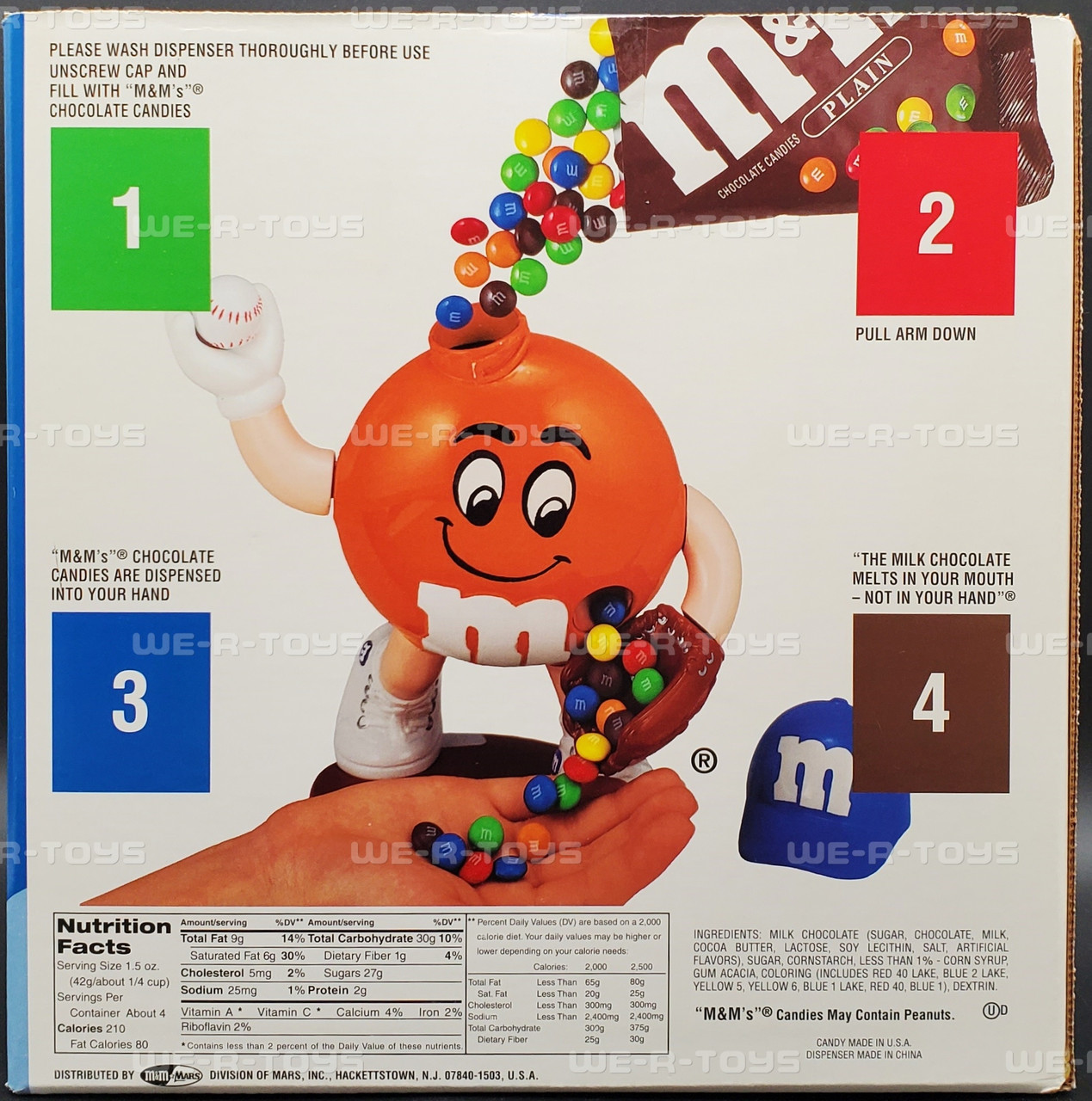 M&M's Orange Baseball Pitcher Candy Dispenser Limited Edition