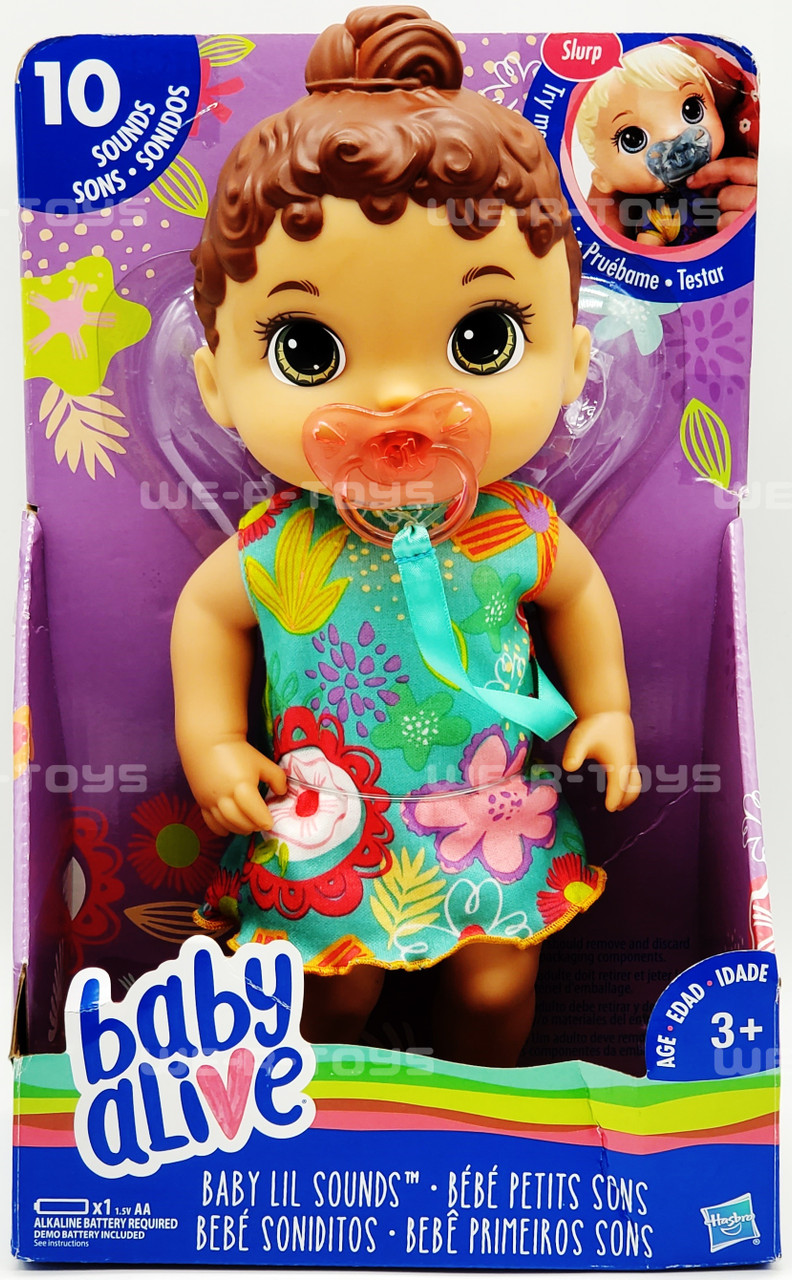 Baby Alive Baby Lil Sounds: Interactive Brown Hair Baby Doll with