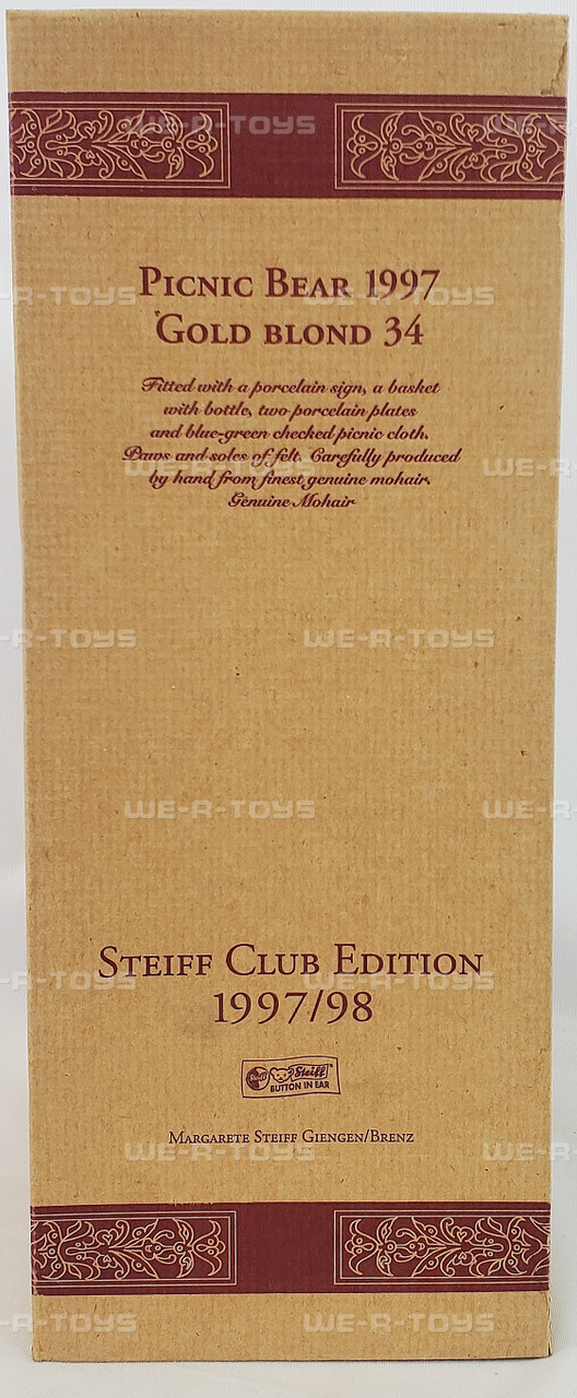 Steiff Club 1997 Picnic Bear Gold Blond 34 with Certificate USED