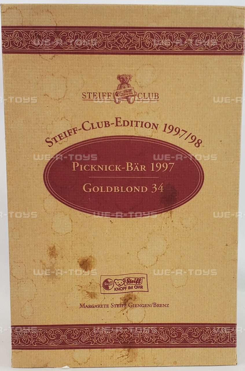 Steiff Club 1997 Picnic Bear Gold Blond 34 with Certificate USED