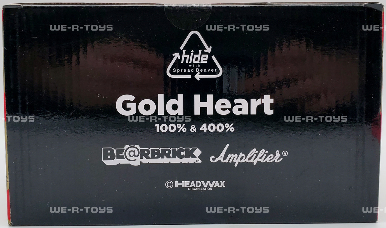 Bearbrick Amplifier Gold Heart Hide Figures 100% and 400% 2023