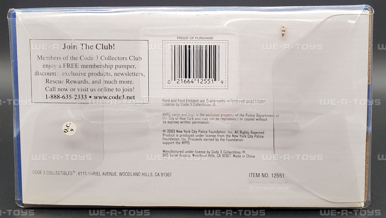 Code 3 NYPD Emergency Services Unit 1/64 Scale Die Cast 2003 Code