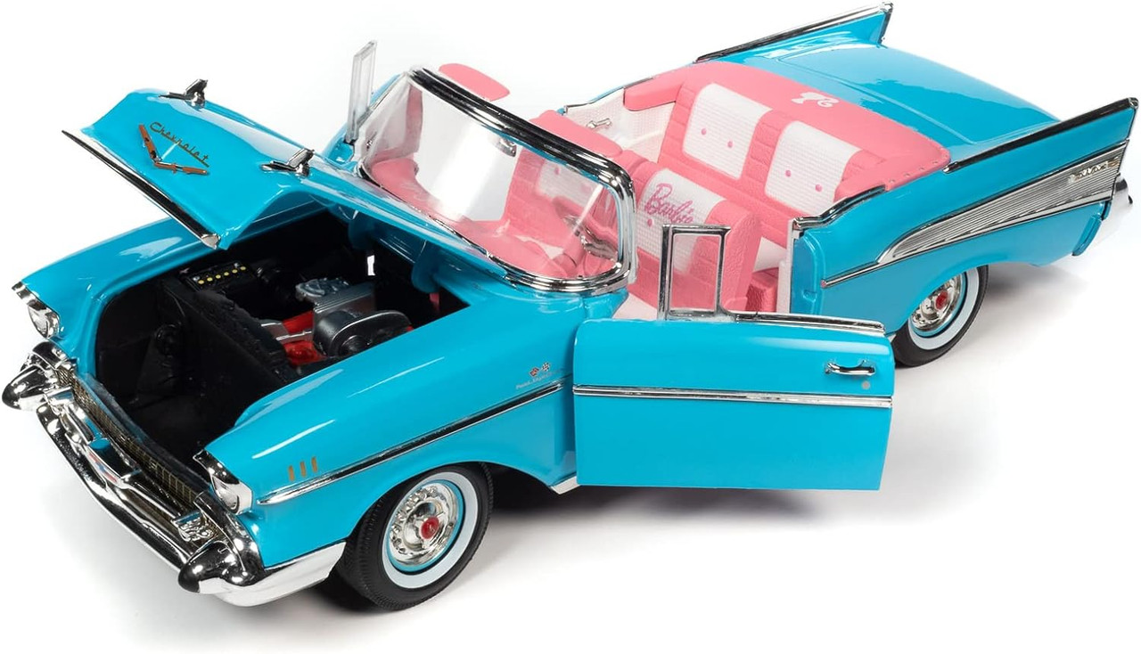 バービー　シェビーベルエア1957 1/18 Barbie 1957 Chevy Bel Air Blue 1/18 Scale Die-Cast Car Silver