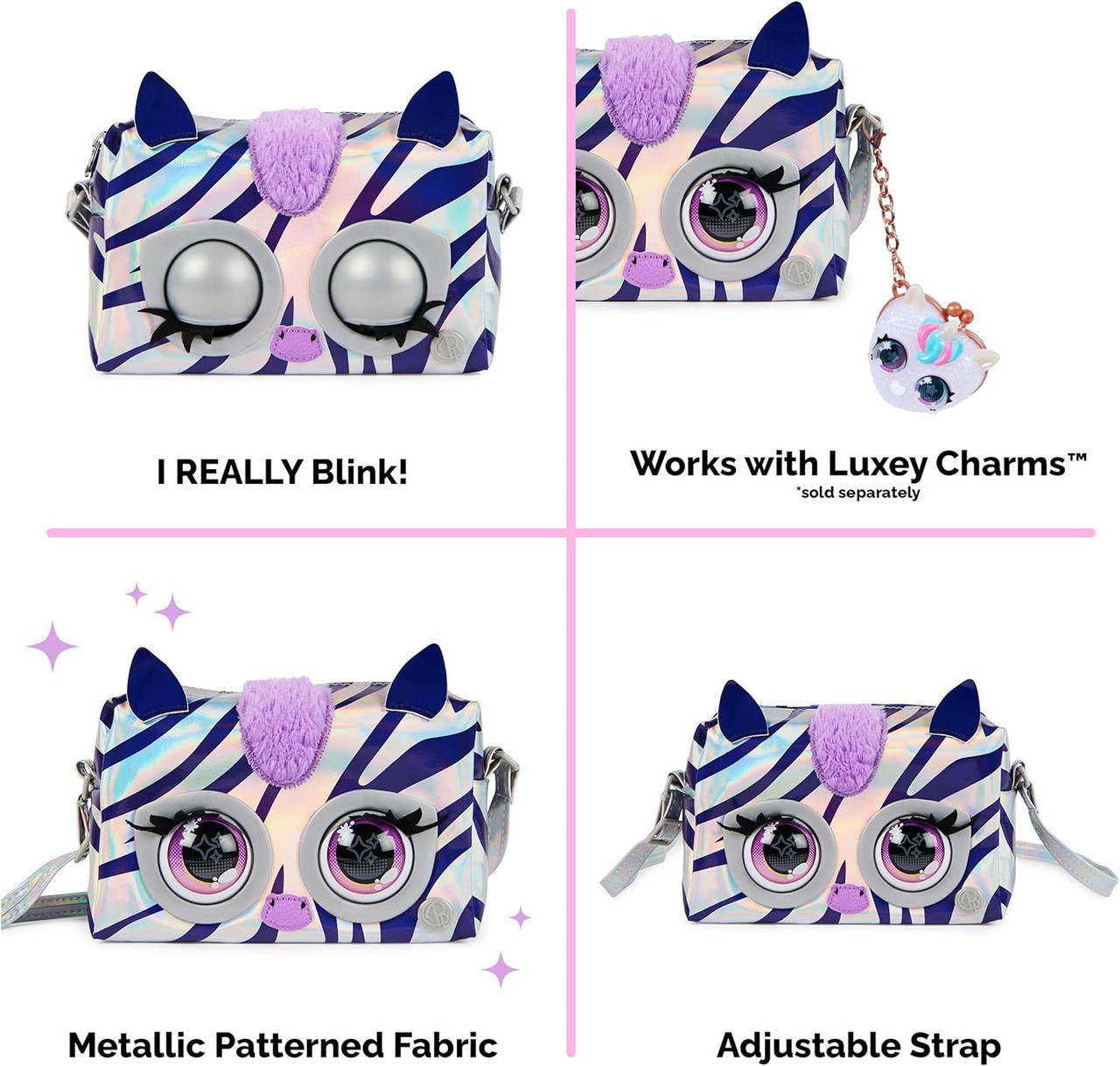 Purse Pets Metallic Mood Rebel Stripez Interactive Pet Toy 