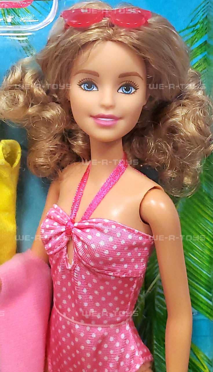 barbie pink polka dot dress Barbie doll in ooak polka dot dress for luncheon