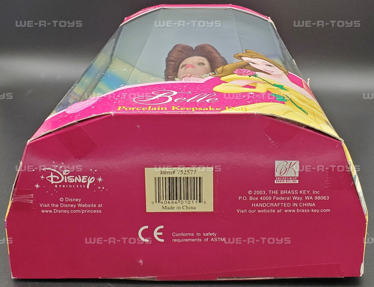 Disney Princess Belle Porcelain Keepsake Doll 2003 Brass Key