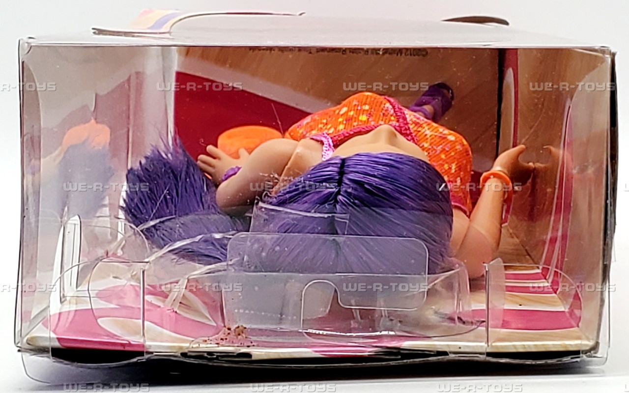 barbie hairtastic orange dress long purple hair doll 2012 Barbie Doll Hairstatic Purple Hair Orange Dress