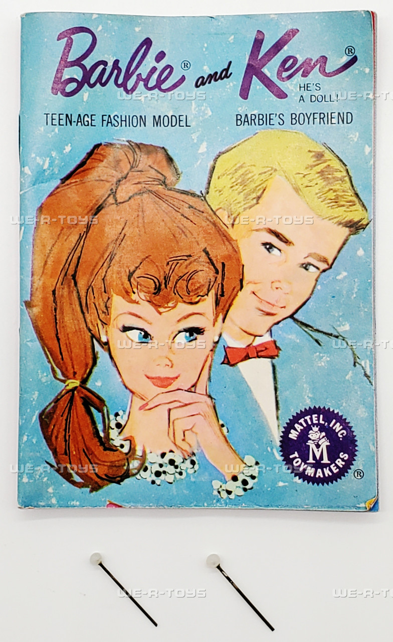 Vintage 1961 Redhead Bubble Cut Barbie Doll in Red Swimsuit By