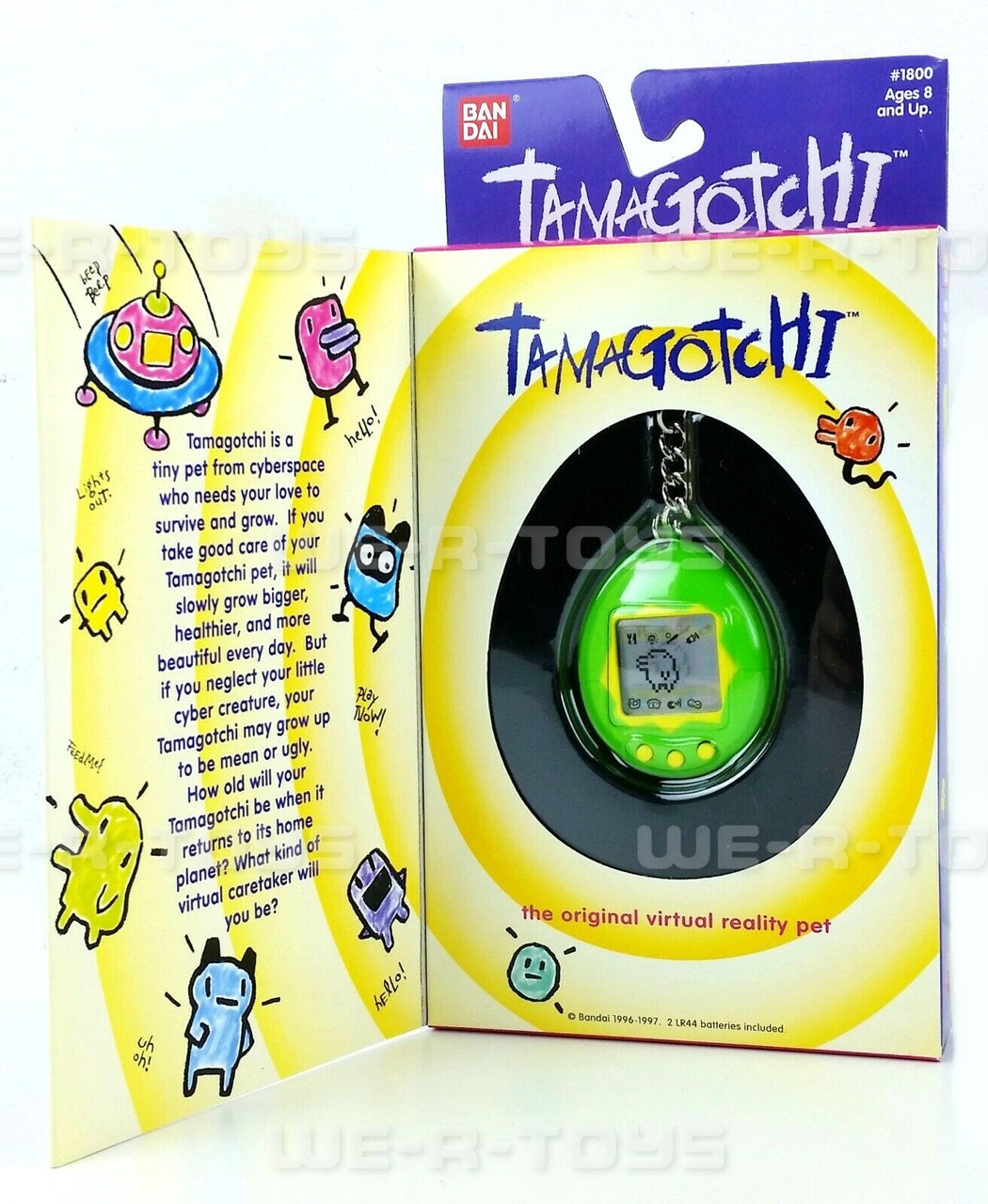 Tamagotchi Virtual Reality Pet 1996-1997 Bandai Green/Yellow No