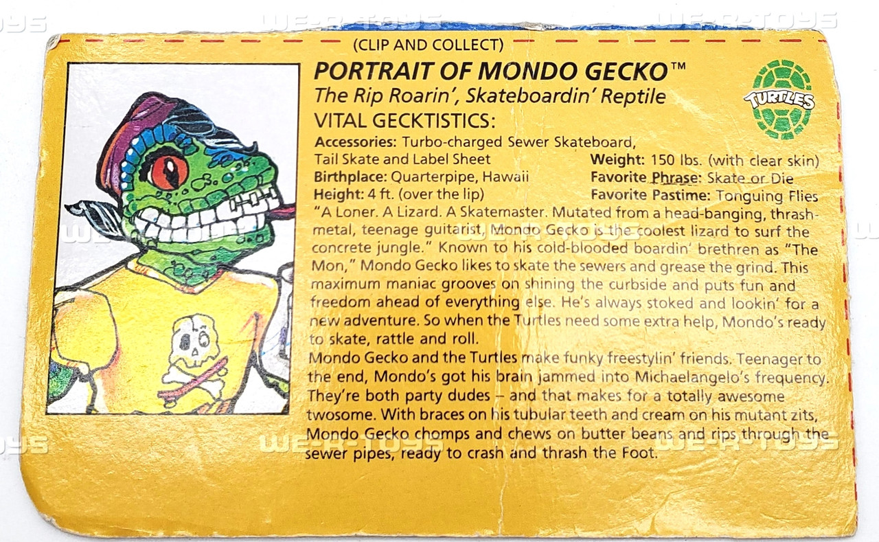 Teenage Mutant Ninja Turtles Mondo Gecko Figure With File Card