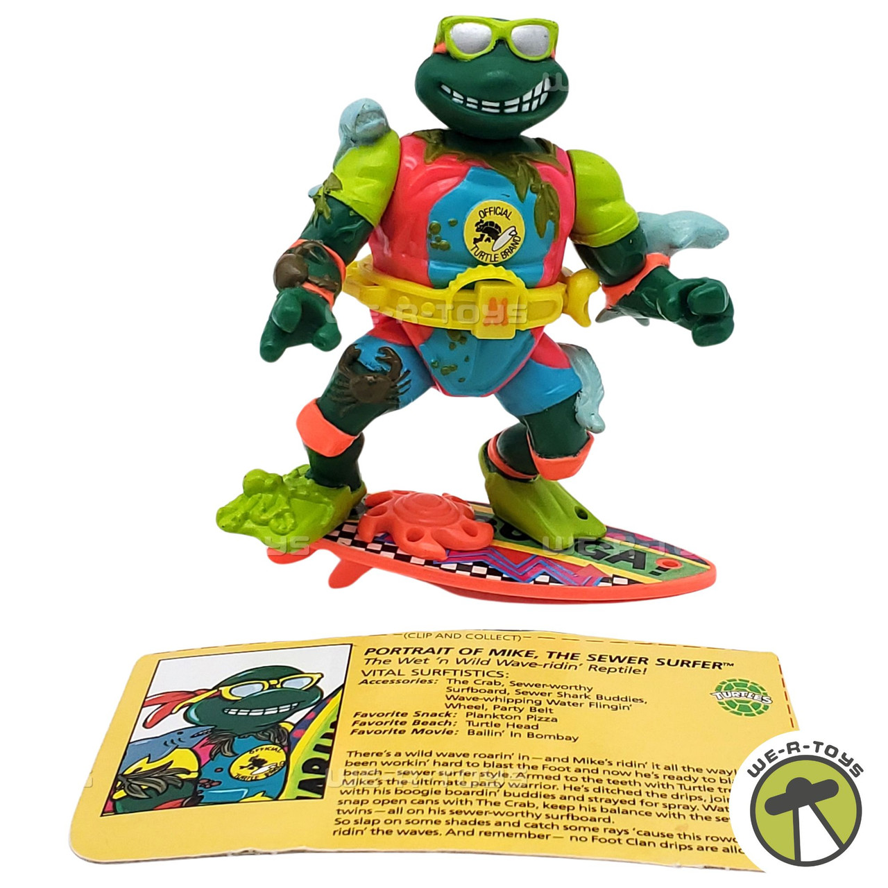 TMNT 1990 Mike the Sewer Surfer Action Figure With File Card