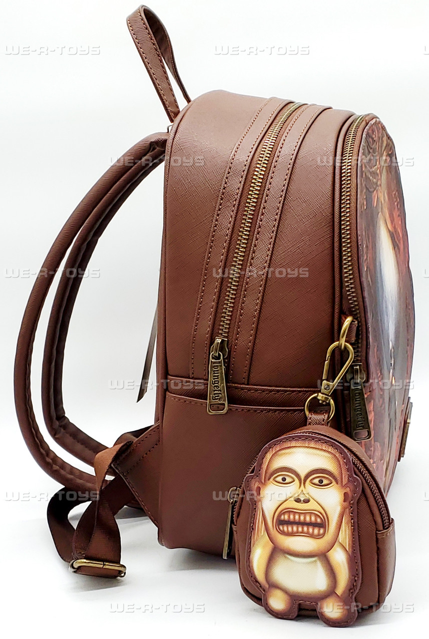 coin leather backpack Indiana Jones Raiders of the Lost Ark Mini with Purse The incredible moment when Indiana Jones runs from a boulder while clutching the Golden Idol plays out on the front of the backpack Girls Limited Too Mini Backpack