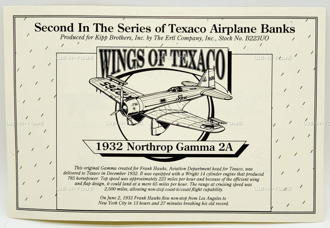 Texaco Wings of Texaco 1932 Northrop Gamma Replica Airplane Coin