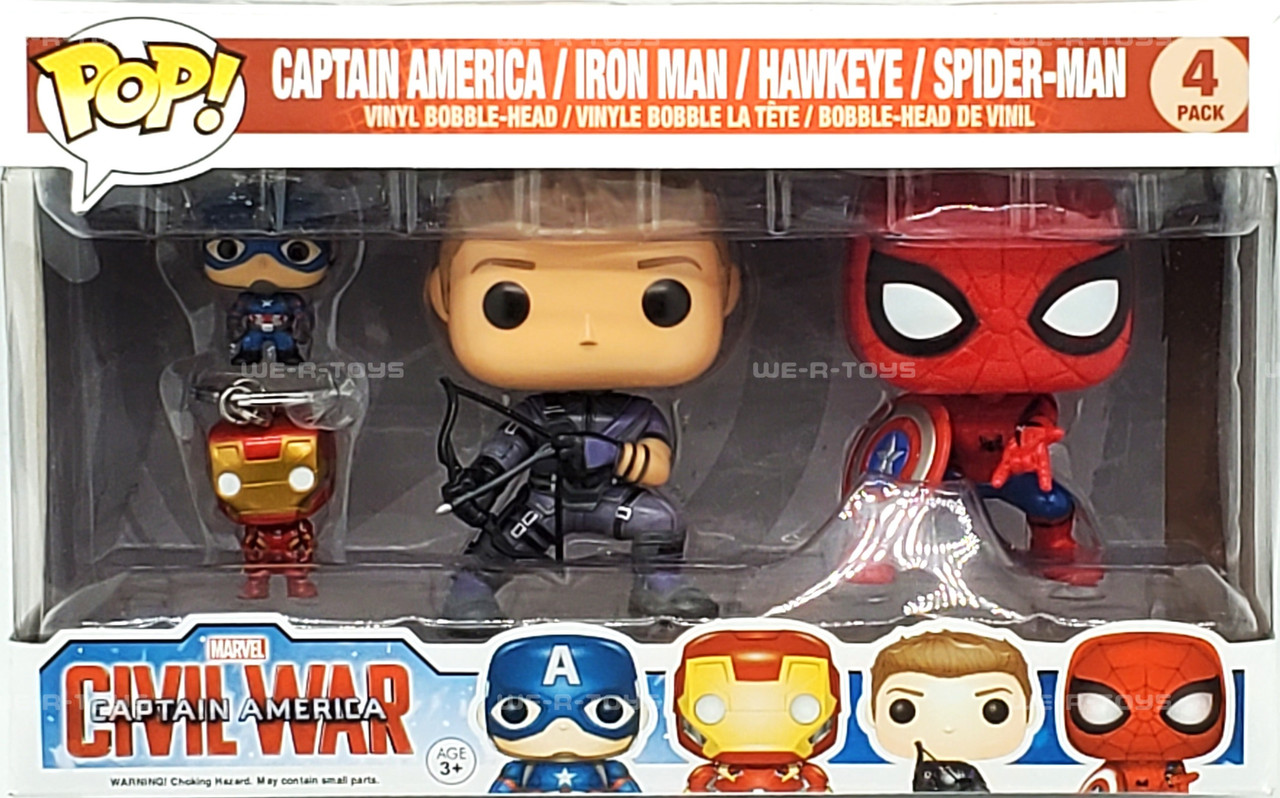 Funko Pop Civil War Hawkeye Spiderman, Iron Man & Captain America