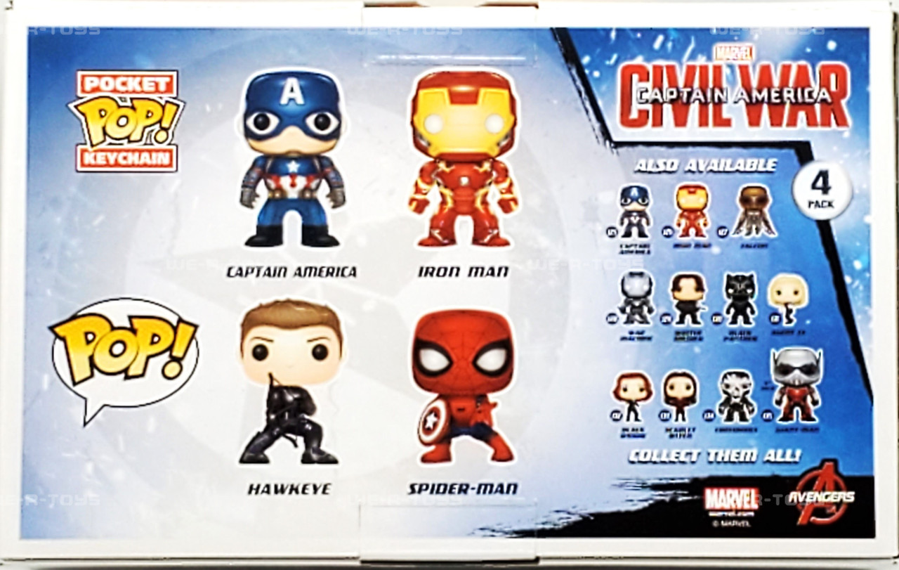 Funko Pop Civil War Hawkeye Spiderman, Iron Man & Captain America
