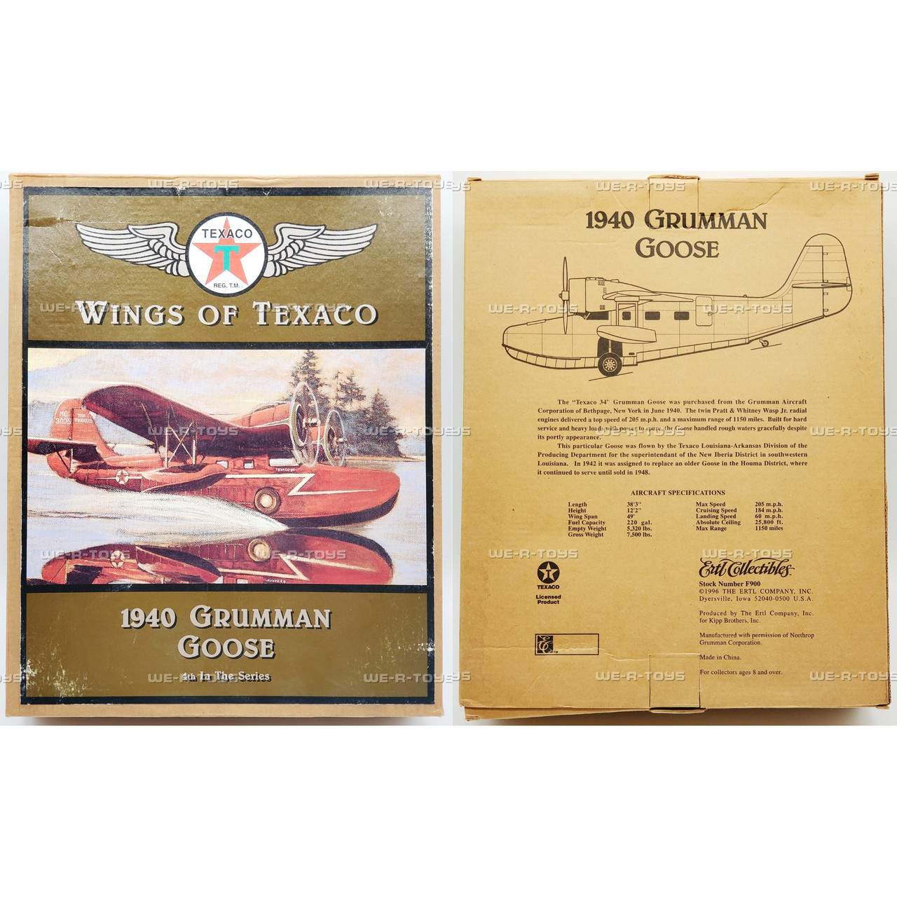TEXACO 1940 Grumman 　ダイキャストメタル製　飛行艇 Wings Of Texaco 1940 GRUMMAN GOOSE 4TH in the Series COA +