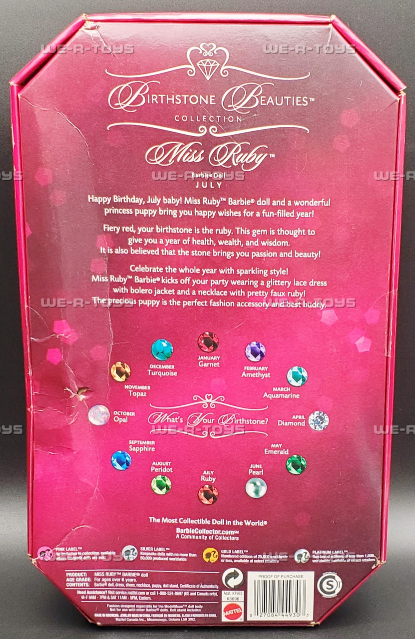 Barbie Birthstone Beauties Collection Miss Ruby July Doll 2007