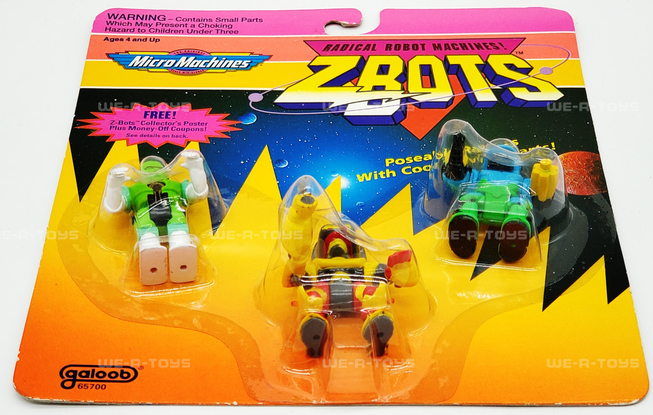 Micro Machines Z-Bots Xactor, Stixxer, Catron Figures 1993
