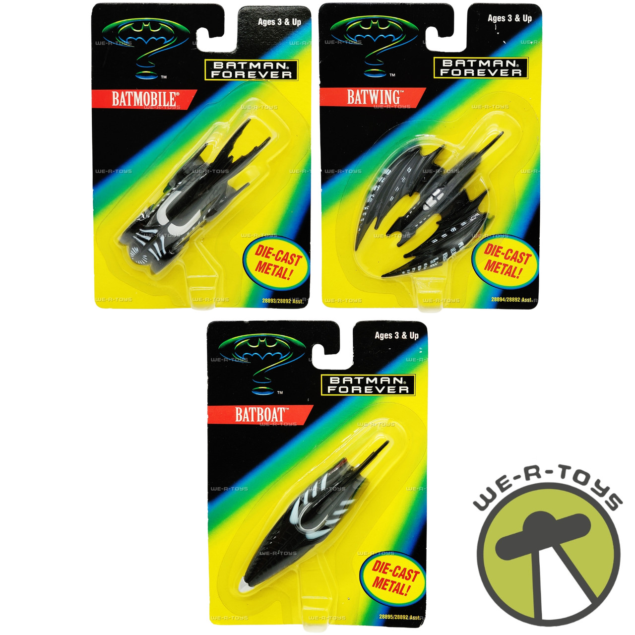 DC's Batman Forever Movie Lot of 3 Batmobile, Batwing, Batboat