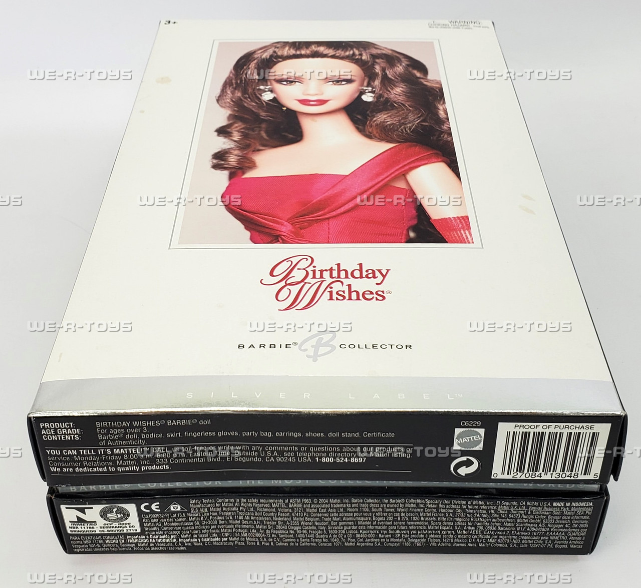 Barbie Birthday Wishes Doll Brunette Red Dress 2004 Mattel #C6229
