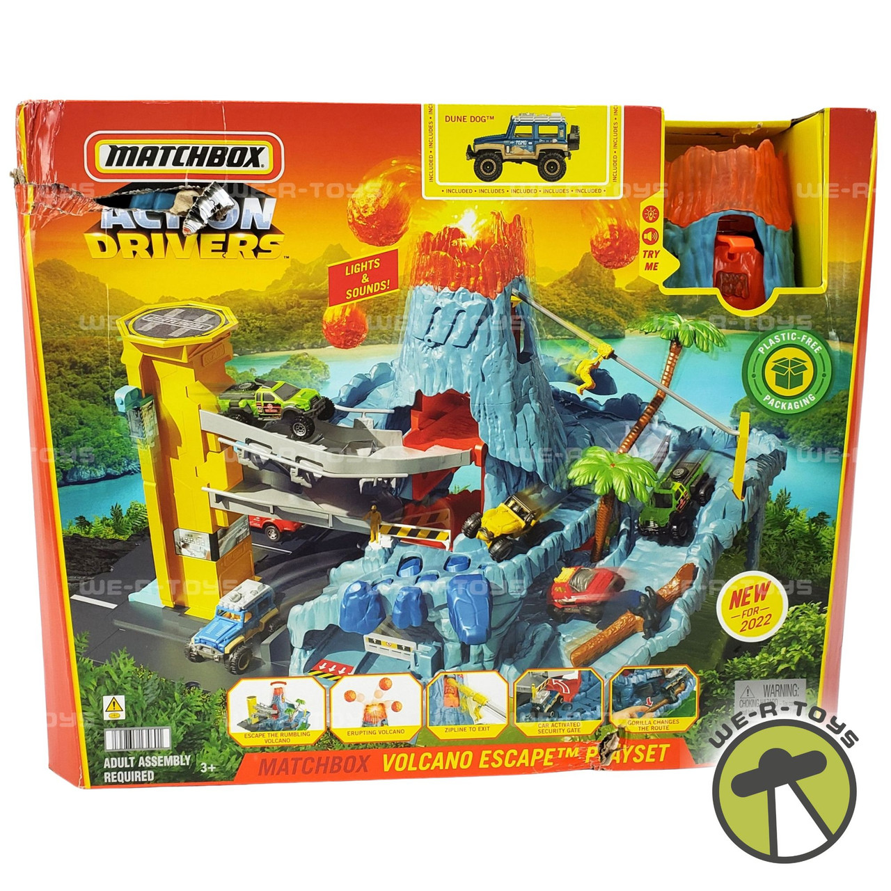Matchbox Action Drivers Volcano Escape Playset With Lava Explosion