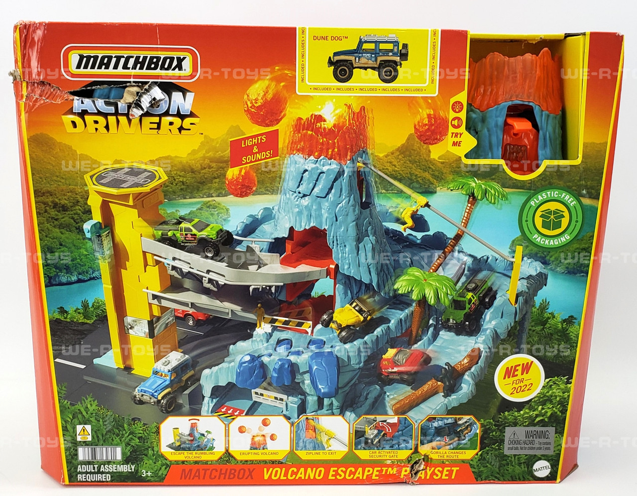 Matchbox Action Drivers Volcano Escape Playset With Lava Explosion