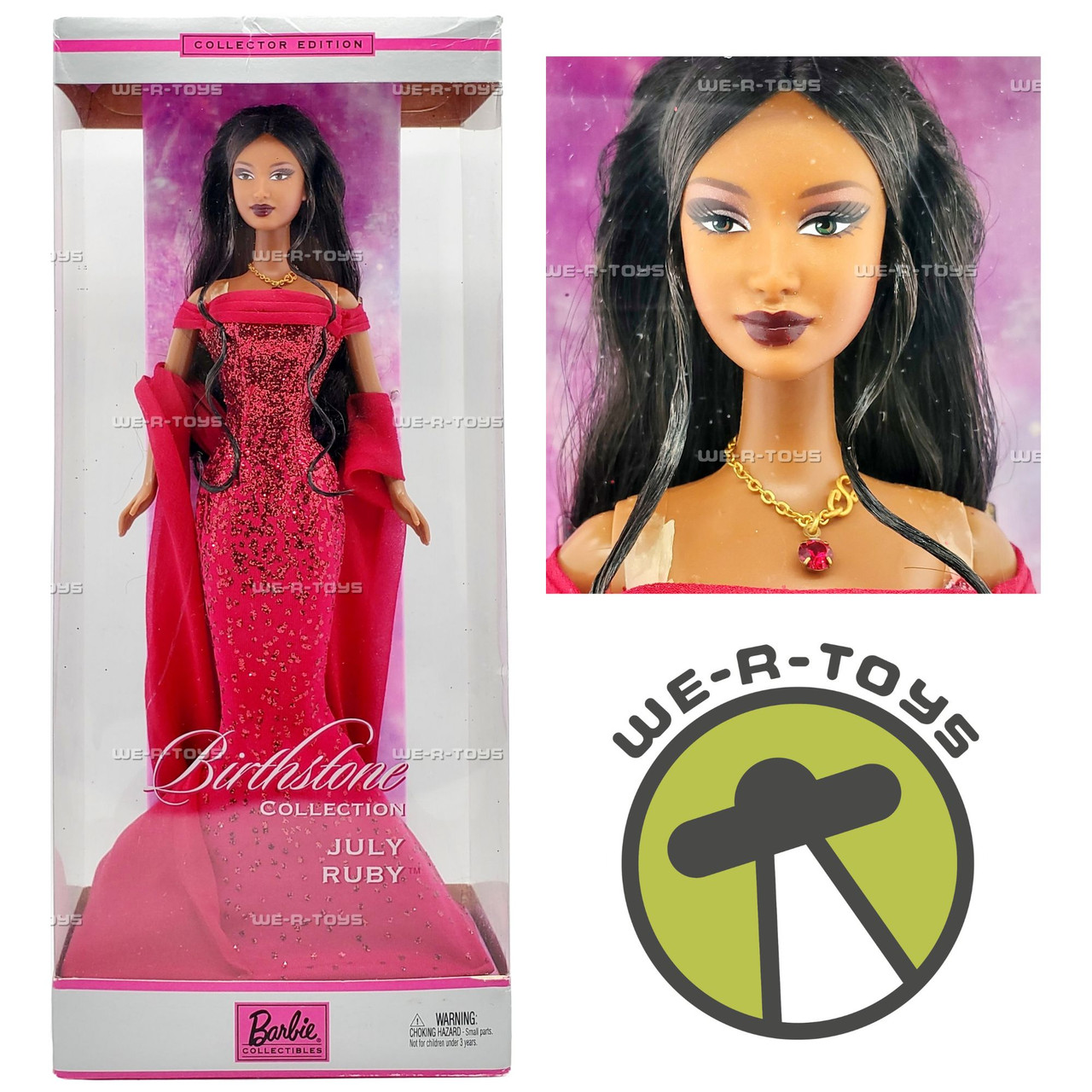 Barbie 2002 Birthstone July Ruby African American Doll Mattel