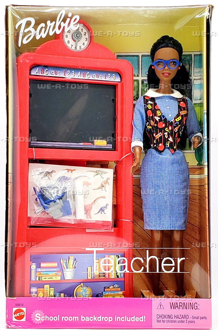 Barbie Teacher African American Doll with School Room Backdrop