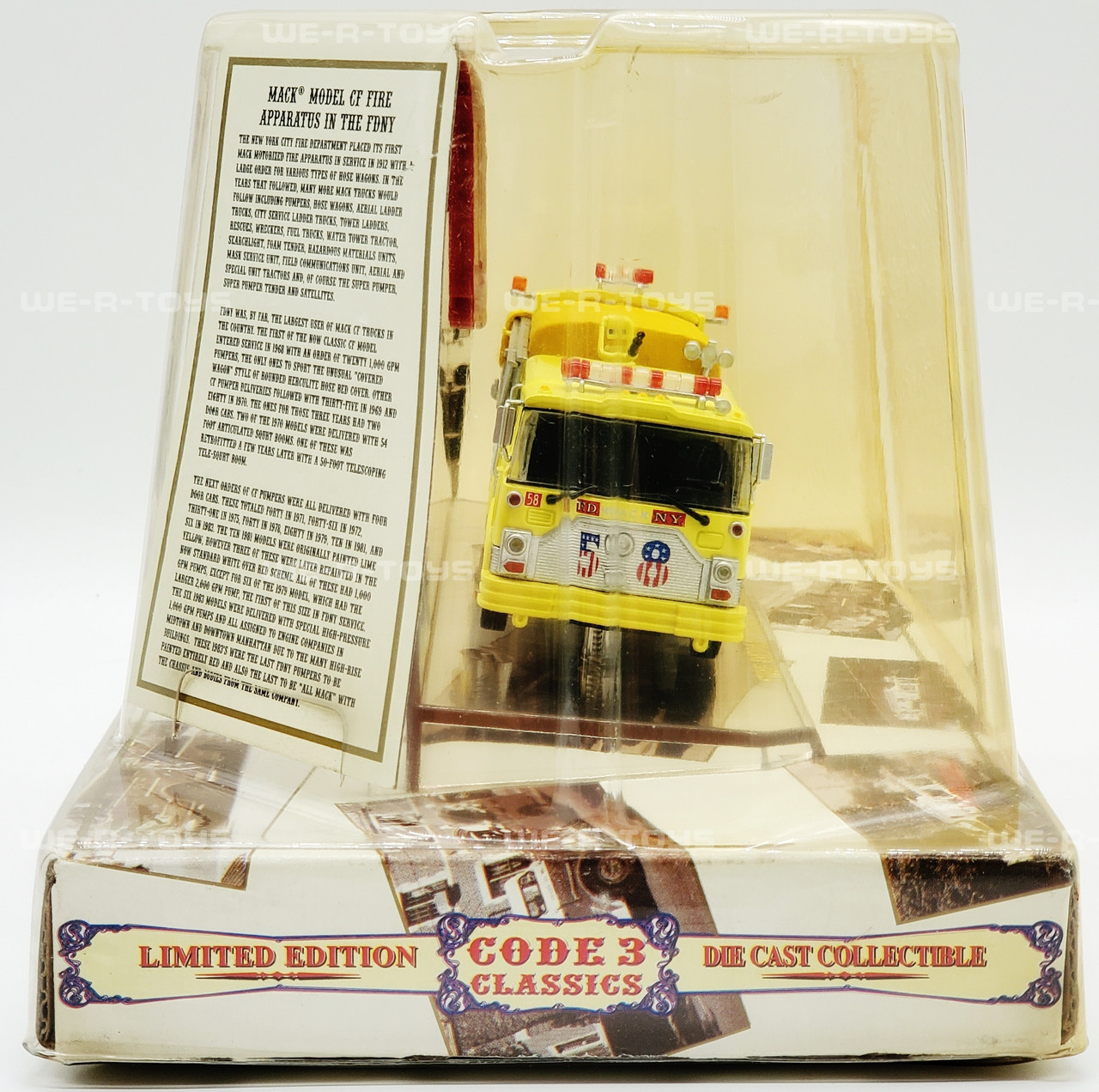 Code 3 Classics Yellow FDNY Mack CF Pumper 58 Fire Truck No