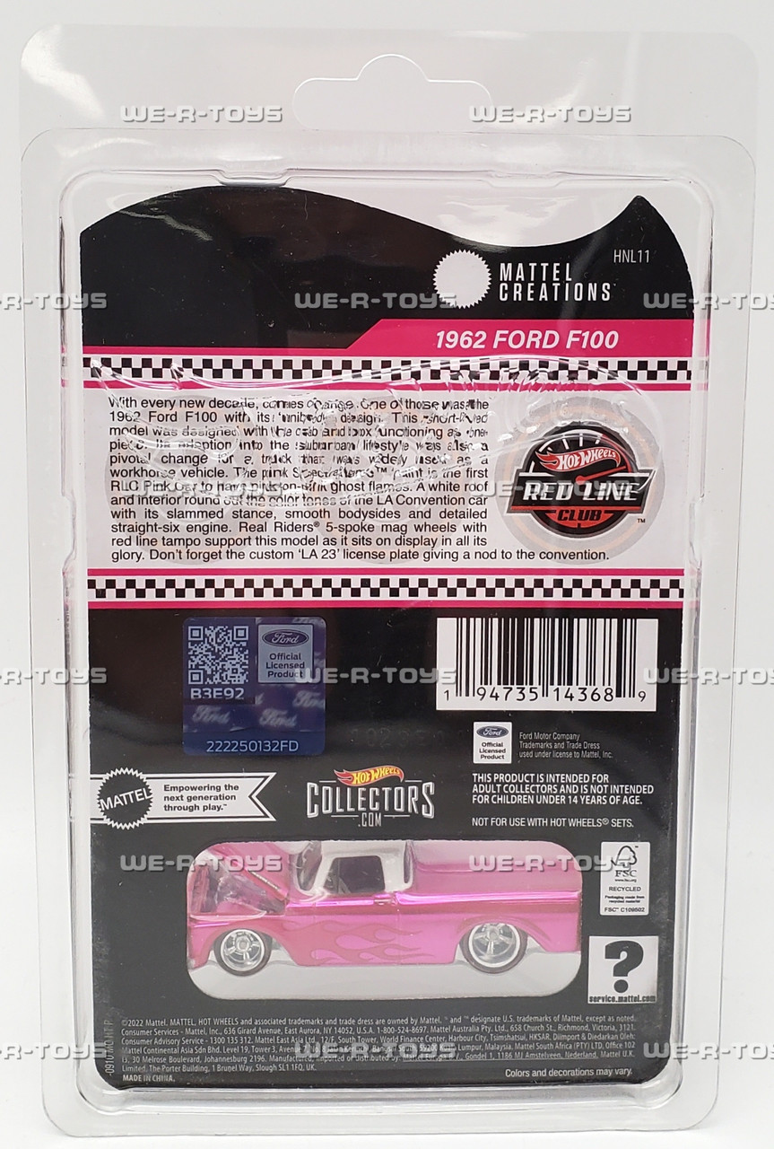 Hot Wheels 1962 Ford F100 RLC Exclusive Pink Vehicle 2022 Mattel