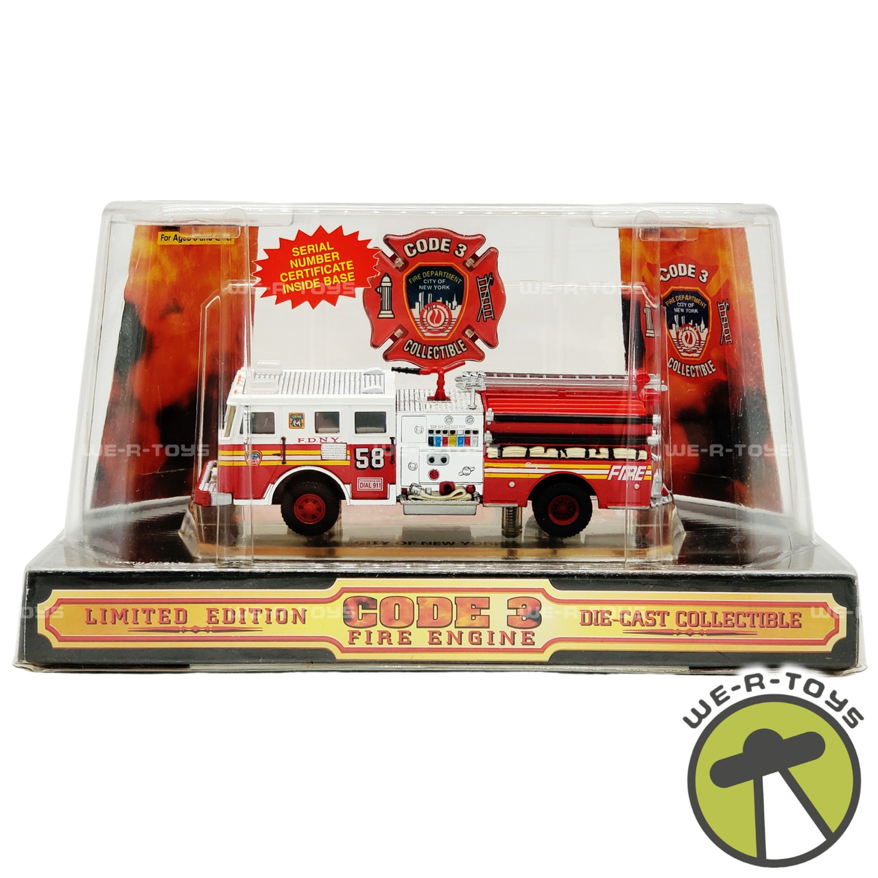 Code 3 FDNY Seagrave #58 Fire Truck 1998 No. 12300 NEW - We