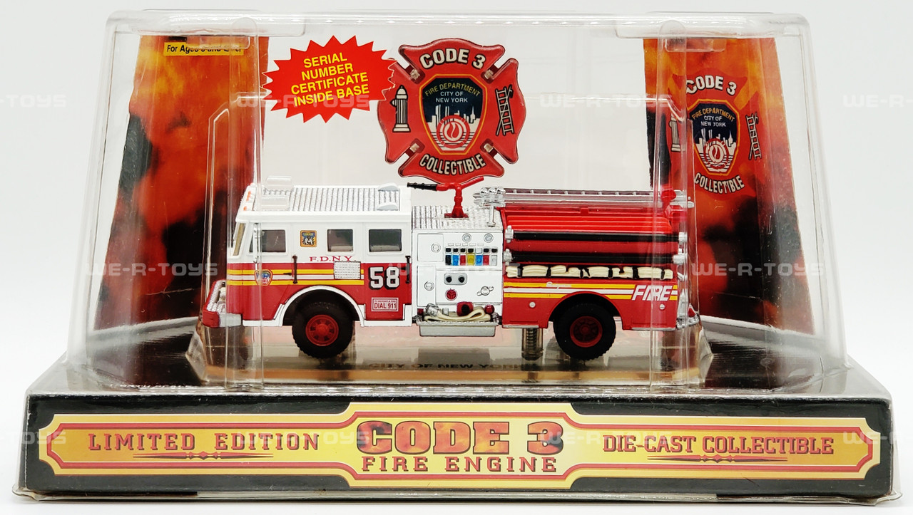 Code 3 FDNY Seagrave #58 Fire Truck 1998 No. 12300 NEW - We