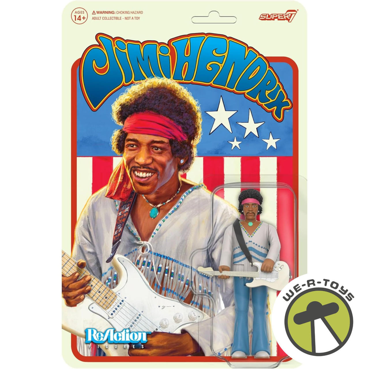 Jimi Hendrix ReAction Festival Version Action Figure 2024 Super 7