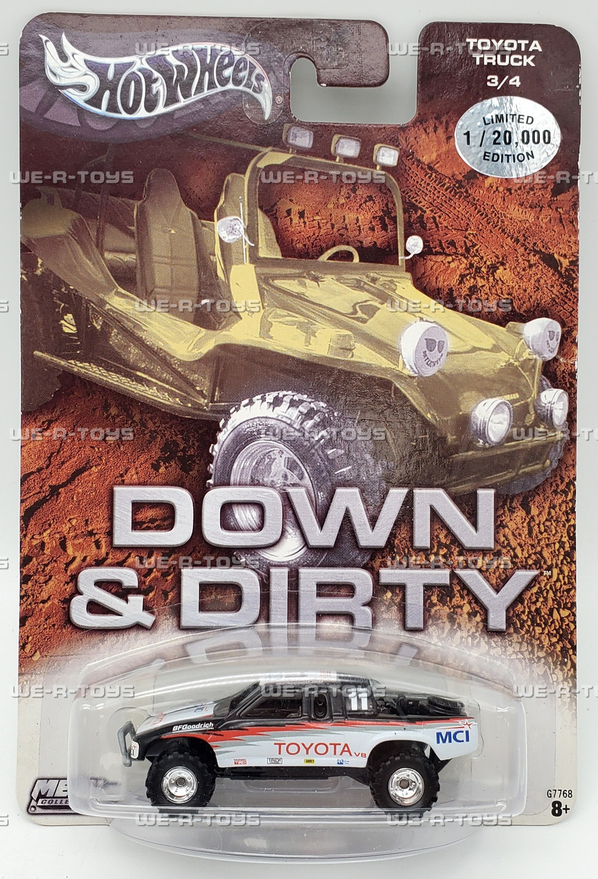 Hot Wheels Down & Dirty Toyota Truck 3/4 Black & White Vehicle LE